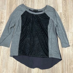 Long sleeve leather front shear back shirt